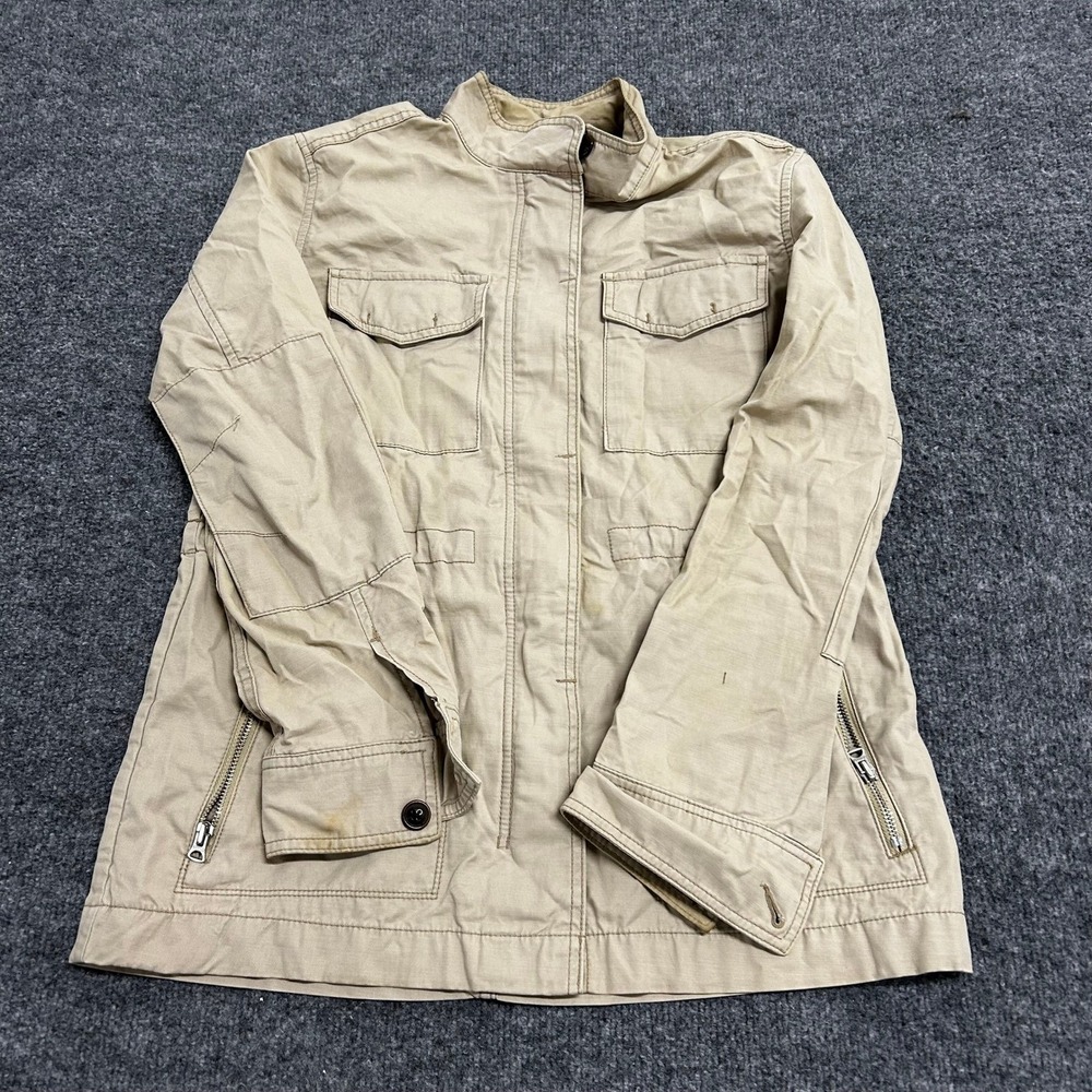 Gap Jacket Womens Size S Beige Cotton Utility Field Military Multi Pocket Coat